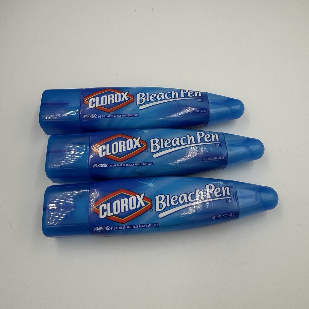Clorox Bleach Pen Gel Laundry 2oz Blue Dual Tipped Stain Remover Lot of 3